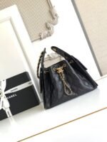 CHANEL 25 Small Handbag Grained Calfskin & Gold-Tone Metal Black -Bag - Image 5
