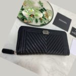 Chanel Caviar Chevron Quilted Wallet -Fishseed Pattern Silver Wallet - Image 10