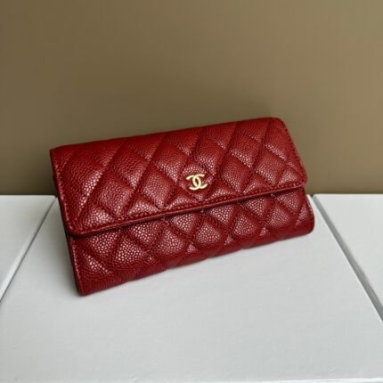 Chanel Counterfeit Caviar Leather Wallet-Red Wallet