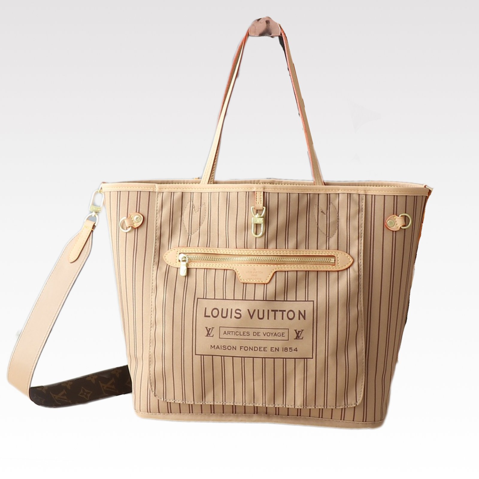 f84922ade8f883c36ac295ea5ee457ab Louis Vuitton Neverfull Bandoulière Inside Out MM Size Khaki Bag - Image 1