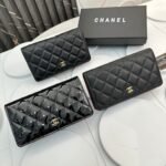 Chanel Calfskin Leather Quilted Long Wallet Black - Bag - Image 10