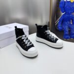 2024ss Dior Knit High Sneakers - Black Chunky Shoes