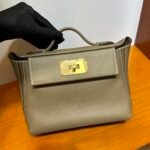 Hermes 2424 Togo Swift Gold Hardware Elephant Grey - Bag - Image 2