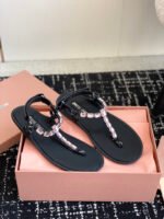 [TOP] MIU MIU Cotton cord thong sandals - Image 4