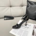 SAINT LAURENT YSL Ankle Strap Sandal (Women)  Black-Shoes - Image 8