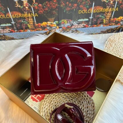 [TOP] Dolce & Gabbana Patent Leather Crossbody Bag - Dark Red Bag