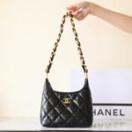 [TOP] Chanel 24A Hobo Small Bag Shiny Calfskin & Gold-Tone Metal Black - Bag - Image 2