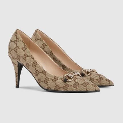 Gucci Women's pump with Horsebit GG canvas - Shoes